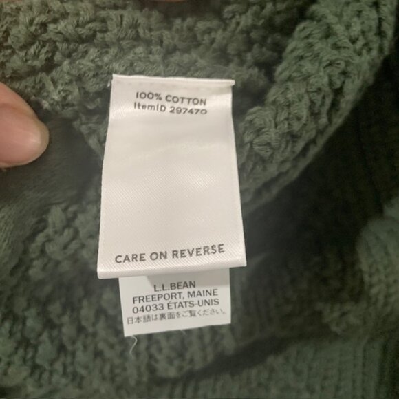 LL Bean Signature Old Money Heavy Cotton Cable Knit Fisherman Sweater Size SM - Picture 7 of 9